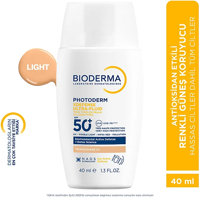 Bioderma Photoderm XDefense Ultra Fluid SPF 50+ Antioksidan Etkili Renkli Güneş Kremi Light 40ml - 6