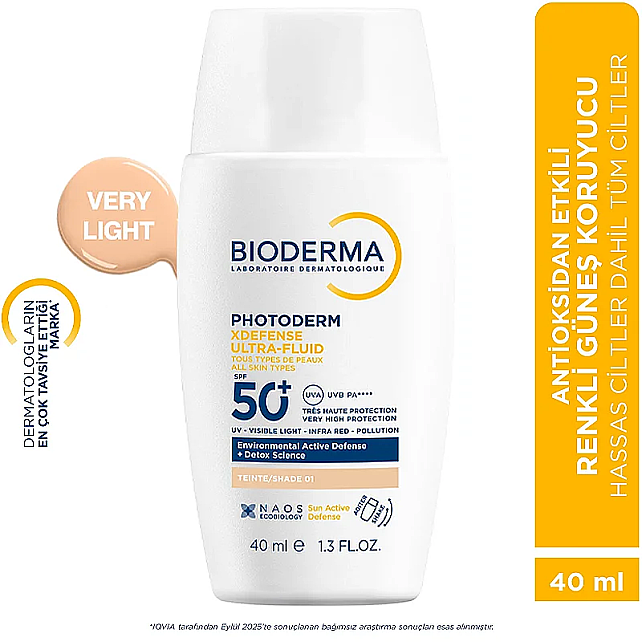 Bioderma Photoderm XDefense Ultra Fluid SPF 50+ Antioksidan Etkili Renkli Güneş Kremi Very Light 40ml - 6