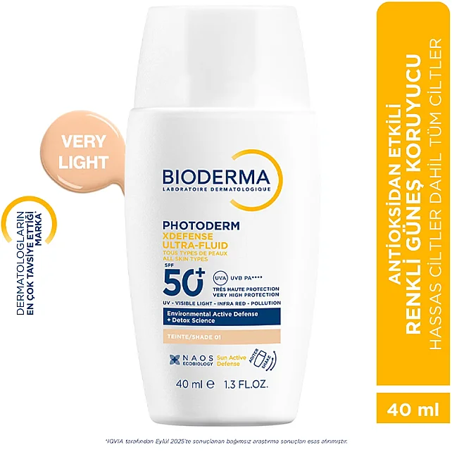 Bioderma Photoderm XDefense Ultra Fluid SPF 50+ Antioksidan Etkili Renkli Güneş Kremi Very Light 40ml - 6