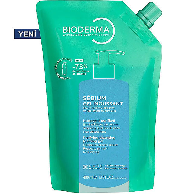 Bioderma Sebium Foaming Gel Refill - Yağlı Ciltler İçin Temizleyici Jel 400ml - 1