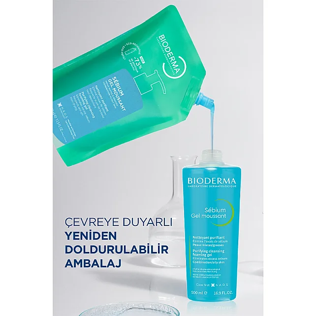 Bioderma Sebium Foaming Gel Refill - Yağlı Ciltler için Temizleyici Jel 400ml - 2