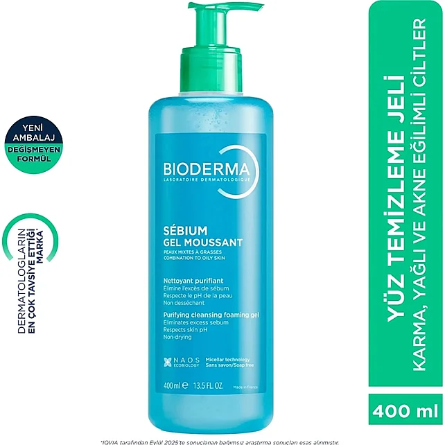Bioderma Sebium Foaming Gel - Yağlı Ciltler için Temizleyici Jel 400ml - 9