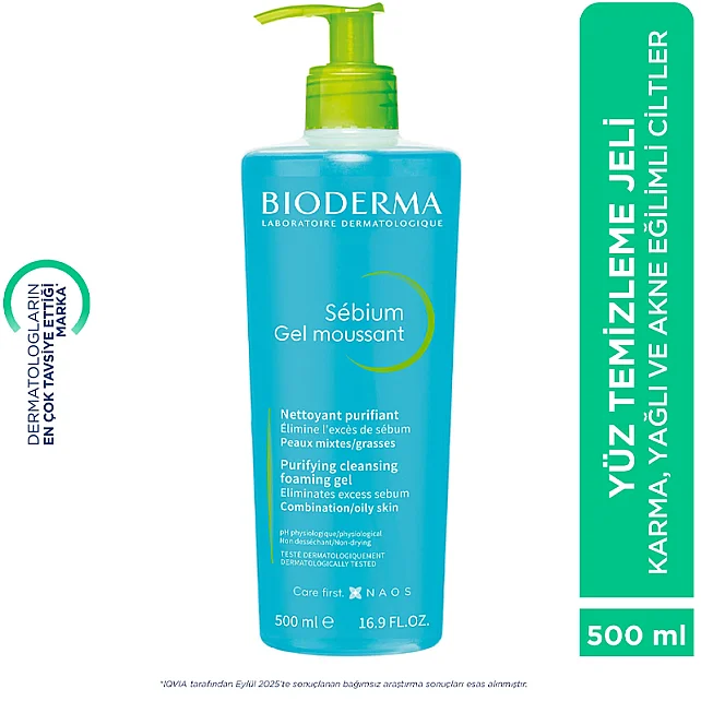 Bioderma Sebium Foaming Gel - Yağlı Ciltler için Temizleyici Jel 500ml - 5