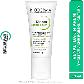 Bioderma Sebium Global Cover - Yağlı Ciltler İçin Bakım Kremi 30ml - 4
