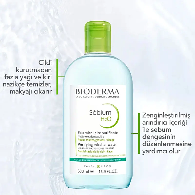 Bioderma Sebium H2O Micelle Solution - Misel Solüsyon 500ml İkili Paket - 3