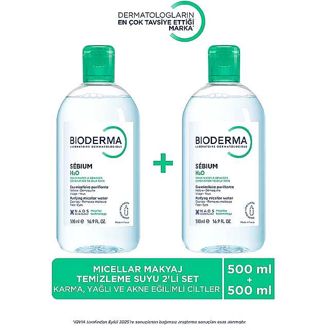 Bioderma Sebium H2O Micelle Solution - Misel Solüsyon 500ml İkili Paket - 5