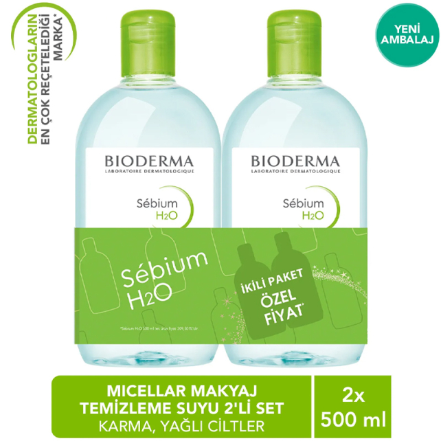 Bioderma Sebium H2O Micelle Solution - Misel Solüsyon 500ml İkili Paket - 5