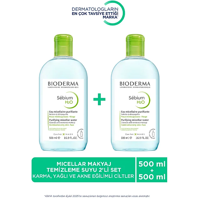 Bioderma Sebium H2O Micelle Solution - Misel Solüsyon 500ml İkili Paket - 5