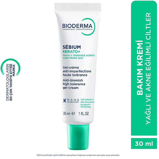 Bioderma Sebium Kerato+ Anti Blemish Gel Cream - Yağlı Cilt Jel Krem 30ml - 9