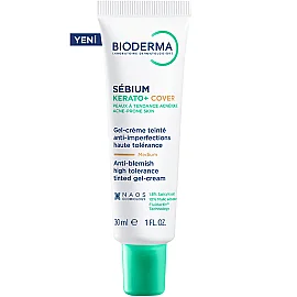 Bioderma Sebium Kerato+ Cover Anti Blemish Tinted Gel Cream -Renkli Nemlendirici Medium 30ml - Bioderma