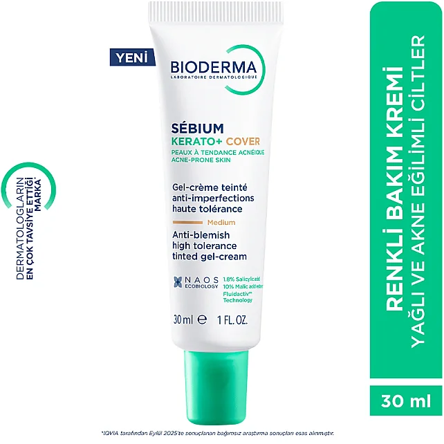 Bioderma Sebium Kerato+ Cover Anti Blemish Tinted Gel Cream -Renkli Nemlendirici Medium 30ml - 9