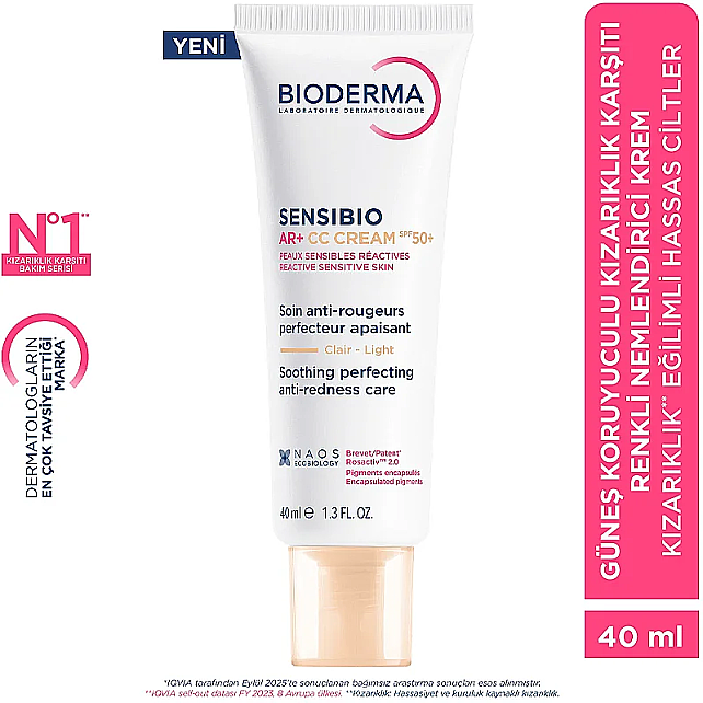 Bioderma Sensibio AR+ CC Cream - Renkli Nemlendirici SPF 50+ Light 40ml - 8