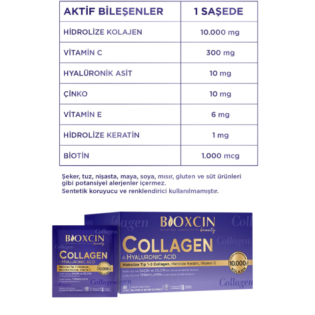 Bioxcin Beauty Collagen - Hyaluronic Acid Takviye Edici Gıda 30 Toz Saşe - 5