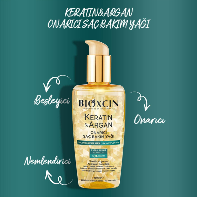 Bioxcin Keratin Argan Onarıcı Saç Bakım Yağı 150ml - 4