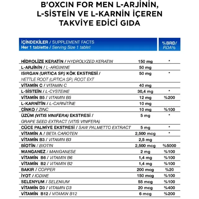 Bioxcin Mens Hair - Takviye Edici Gıda 30 Tablet - 4