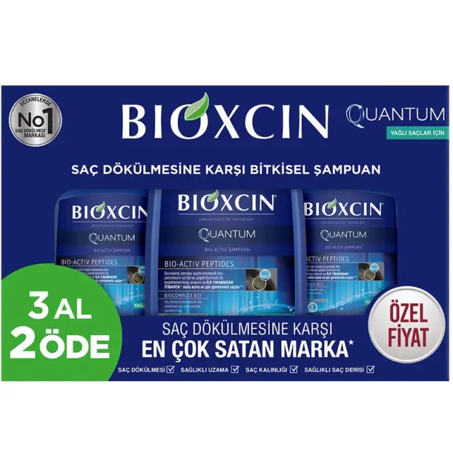 Bioxcin Quantum Bio-Activ Saç Dökülmesine Karşı Şampuan - Yağlı Saçlar 300ml 3 Al 2 Öde - 1