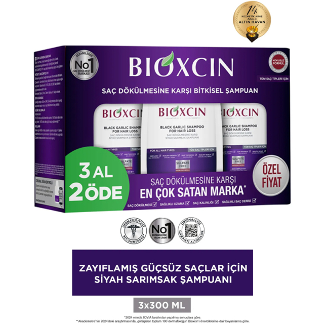 Bioxcin Siyah Sarımsak Şampuanı - Saç Dökülmesine Karşı 300ml 3 Al 2 Öde - 2