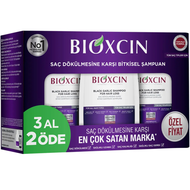 Bioxcin Siyah Sarımsak Şampuanı - Saç Dökülmesine Karşı 300ml 3 Al 2 Öde - 1