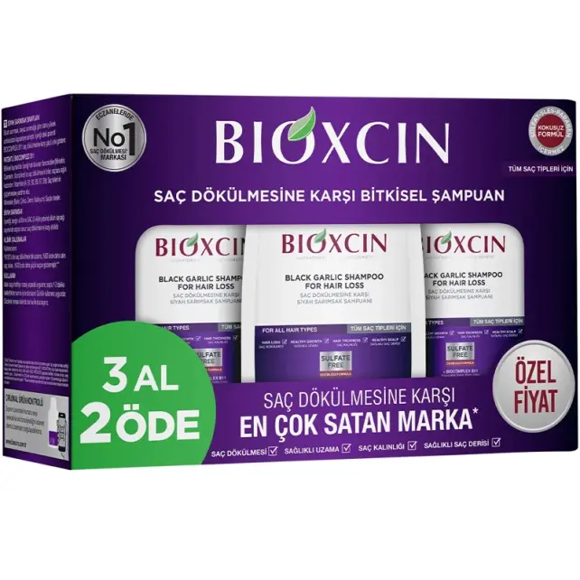 Bioxcin Siyah Sarımsak Şampuanı - Saç Dökülmesine Karşı 300ml 3 Al 2 Öde - 1