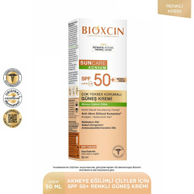 Bioxcin Suncare Acnium Tinted SPF 50+ Çok Yüksek Korumalı Renkli Güneş Kremi 50ml - 5