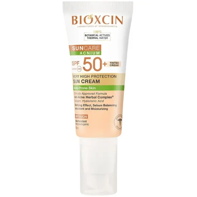 Bioxcin Suncare Acnium Tinted SPF 50+ Çok Yüksek Korumalı Renkli Güneş Kremi 50ml - 1