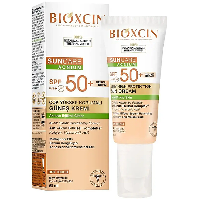 Bioxcin Suncare Acnium Tinted SPF 50+ Çok Yüksek Korumalı Renkli Güneş Kremi 50ml - 2