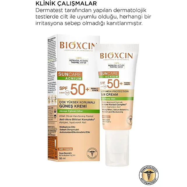 Bioxcin Suncare Acnium Tinted SPF 50+ Çok Yüksek Korumalı Renkli Güneş Kremi 50ml - 6