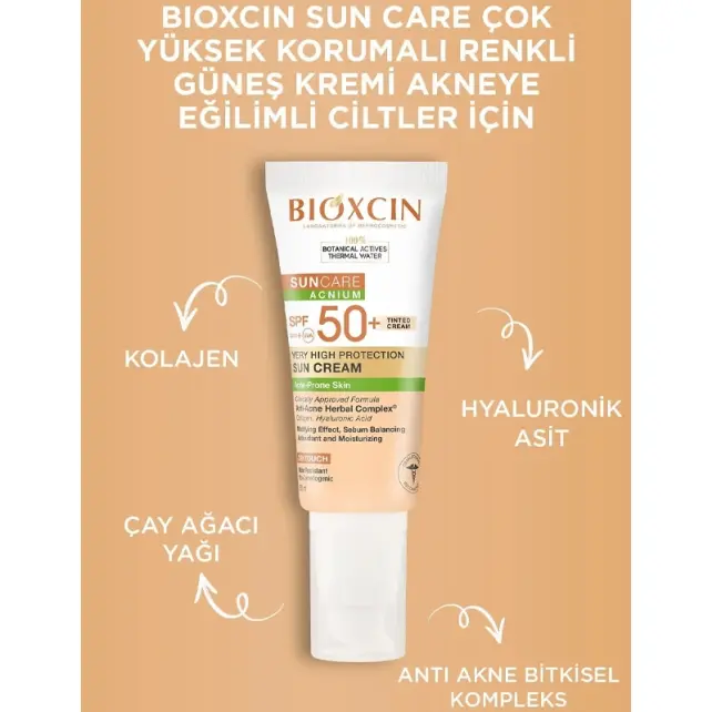 Bioxcin Suncare Acnium Tinted SPF 50+ Çok Yüksek Korumalı Renkli Güneş Kremi 50ml - 4