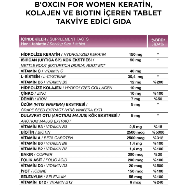 Bioxcin Womens Hair - Takviye Edici Gıda 30 Tablet - 4