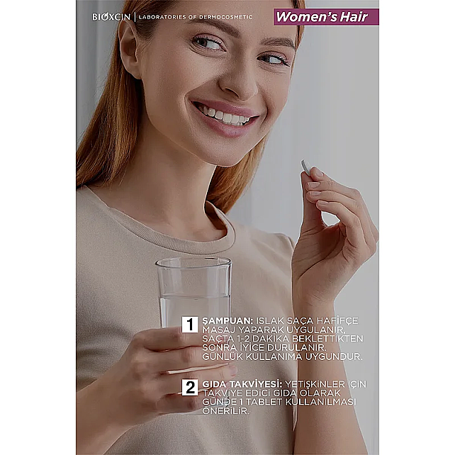 Bioxcin Womens Hair Takviye Edici Gıda 30 Tablet & Saç Bakım Şampuanı 100ml Hediye - 4