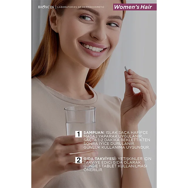 Bioxcin Womens Hair Takviye Edici Gıda 30 Tablet & Saç Bakım Şampuanı 100ml Hediye - 4