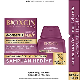Bioxcin Womens Hair Takviye Edici Gıda 30 Tablet & Saç Bakım Şampuanı 100ml Hediye - 8