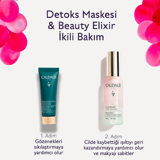 Caudalie Beauty Elixir 30ml & Detoks Maske İkili Bakım Seti - 3