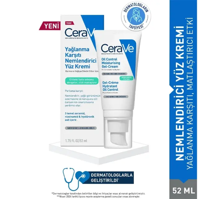 CeraVe Oil Control Moisturizing Gel Cream - Yağlanma Karşıtı Nemlendirici Krem 52ml - 2