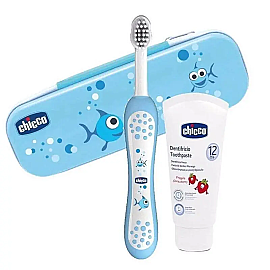 Chicco Diş Fırçası Seti - Mavi +12 - Chicco