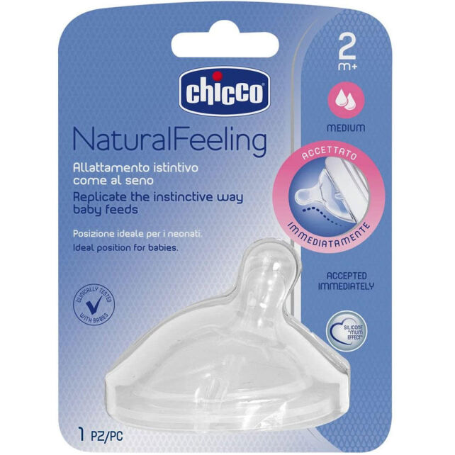 Chicco Natural Feeling Orta Akış Biberon Emziği 2 Ay+ Tekli - 1