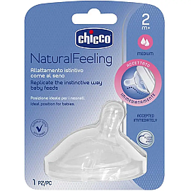 Chicco Natural Feeling Orta Akış Biberon Emziği 2 Ay+ Tekli - Chicco