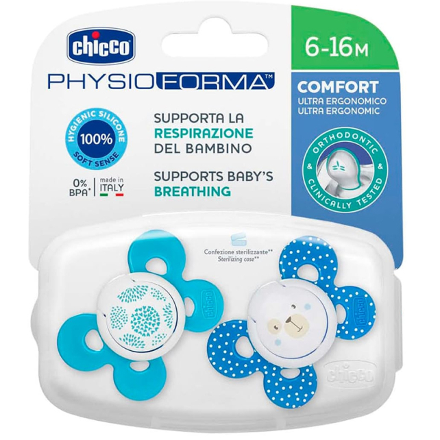 Chicco Physio Forma Comfort Silikon Emzik Erkek 6-16 Ay 2'li - 1
