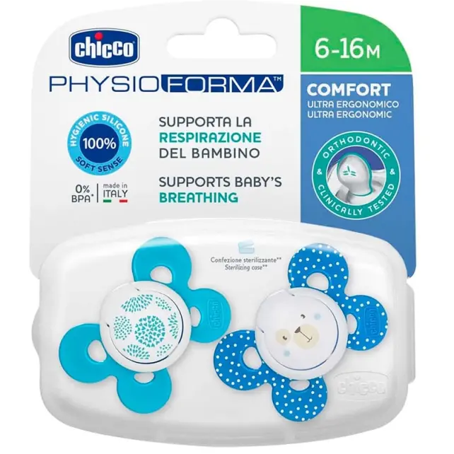 Chicco Physio Forma Comfort Silikon Emzik Erkek 6-16 Ay 2'li - 1