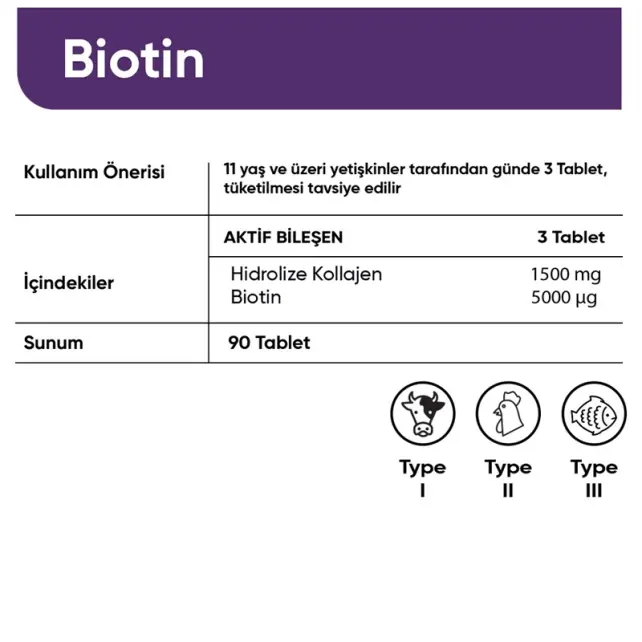 Collagen Forte Biotin 5000mg - Takviye Edici Gıda 90 Tablet - 3