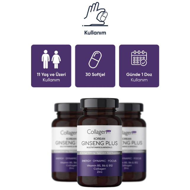 Collagen Forte Ginseng Plus Multivitamin Mineral - Takviye Edici Gıda 30 Softgel - 4