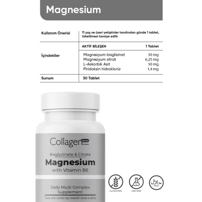 Collagen Forte Magnesium With B6 - Takviye Edici Gıda 30 Tablet - 3