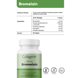 Collagen Forte Plantinum Bromelain 500mg - Takviye Edici Gıda 30 Tablet - 3