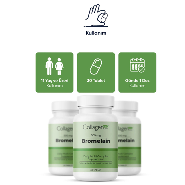 Collagen Forte Plantinum Bromelain 500mg - Takviye Edici Gıda 30 Tablet - 4