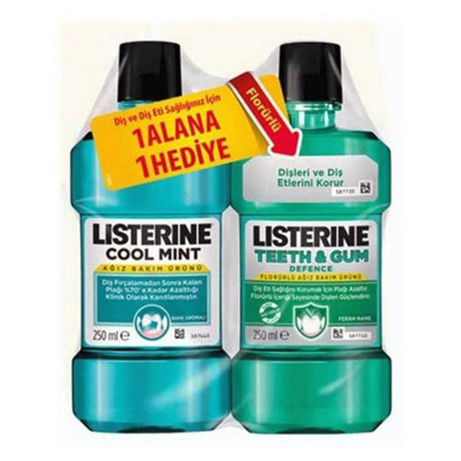 Listerine Cool Mint 250ml & Teeth Gum 250ml Hediyeli Listerine Cool Mint 250ml & Teeth Gum 250ml Hediyeli