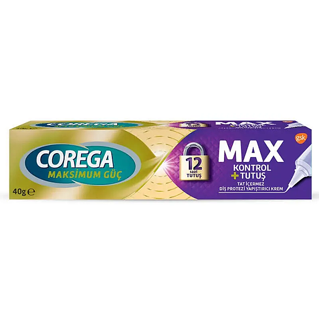 Corega Maksimm Güç Max Kontrol Tutuş - Diş Protezi Yapıştırıcı Krem 40gr - 1