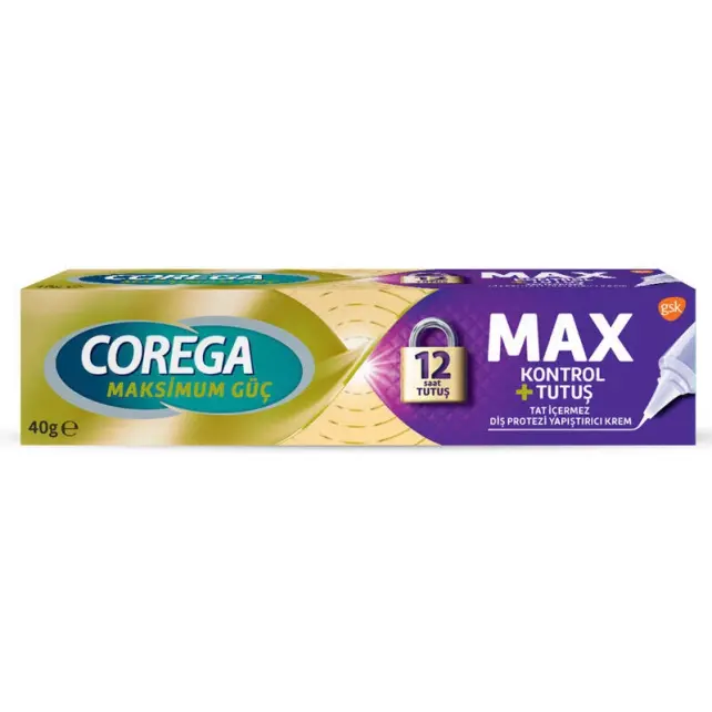 Corega Maksimm Güç Max Kontrol Tutuş - Diş Protezi Yapıştırıcı Krem 40gr - 1