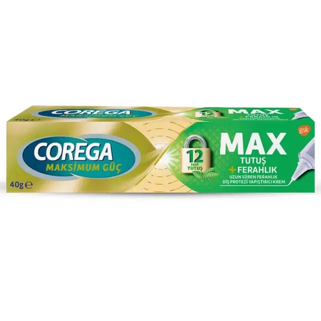 Corega Maksimm Güç Max Tutuş Ferahlık - Diş Protezi Yapıştırıcı Krem 40gr - 1