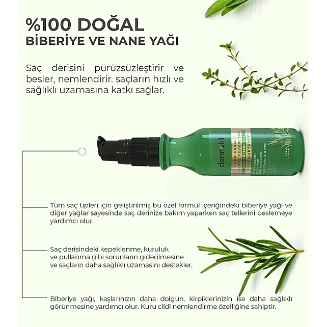 Dermokil Biberiye ve Nane Suyu - Saç Güçlendirici Etkili 75ml - 3