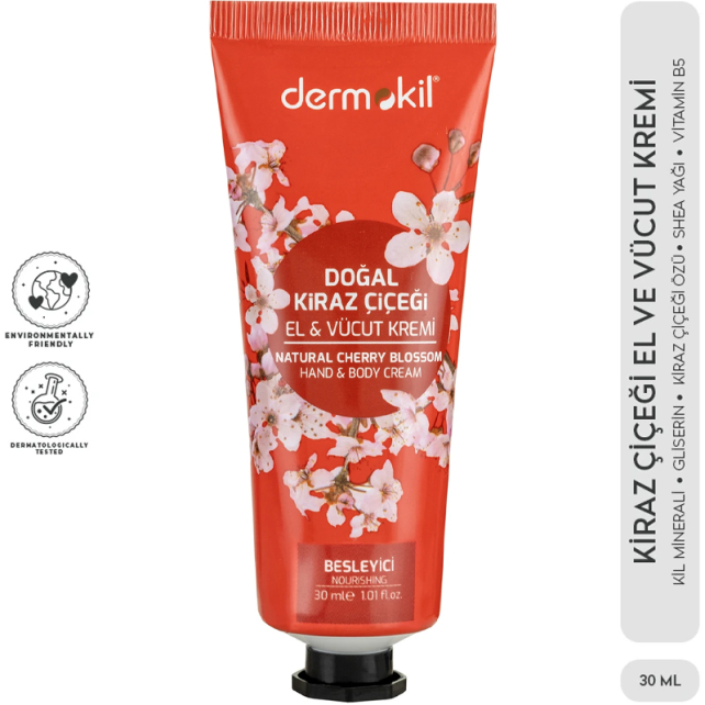 Dermokil Cherry Blossom Hand Body Cream - El ve Vücut Kremi 30ml - 2